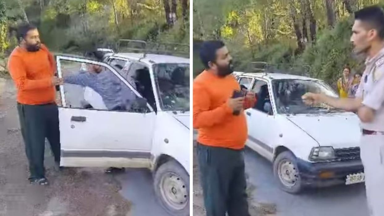 himachal mandi viral video argument between driver and police know what action