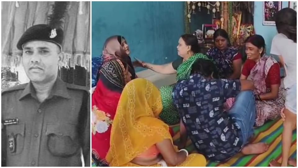 सीआरपीएफ जवान नीलेश गर्ग की मौत पर बिलखते परिजन।