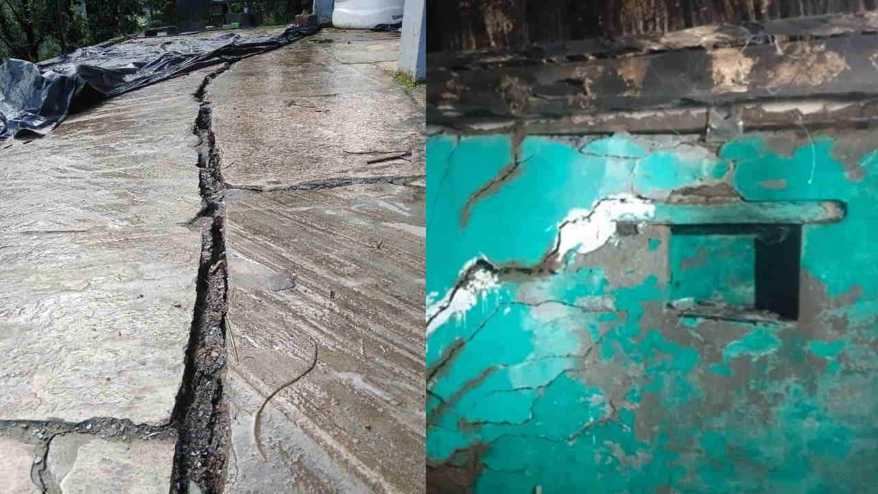 Water started seeping out near houses in Purana village and cracks have widened in 15 houses Deval Chamoli