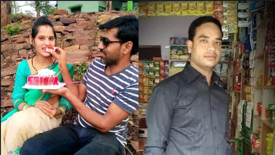 MP News: सचिन जैन और उनकी पत्नी केक खिलाते हुए, वहीं दूसरे चित्र में जीजा सुपेंद्र जैन।