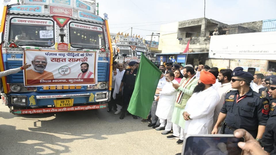 CM Saini flagged off relief material in 21 trucks
