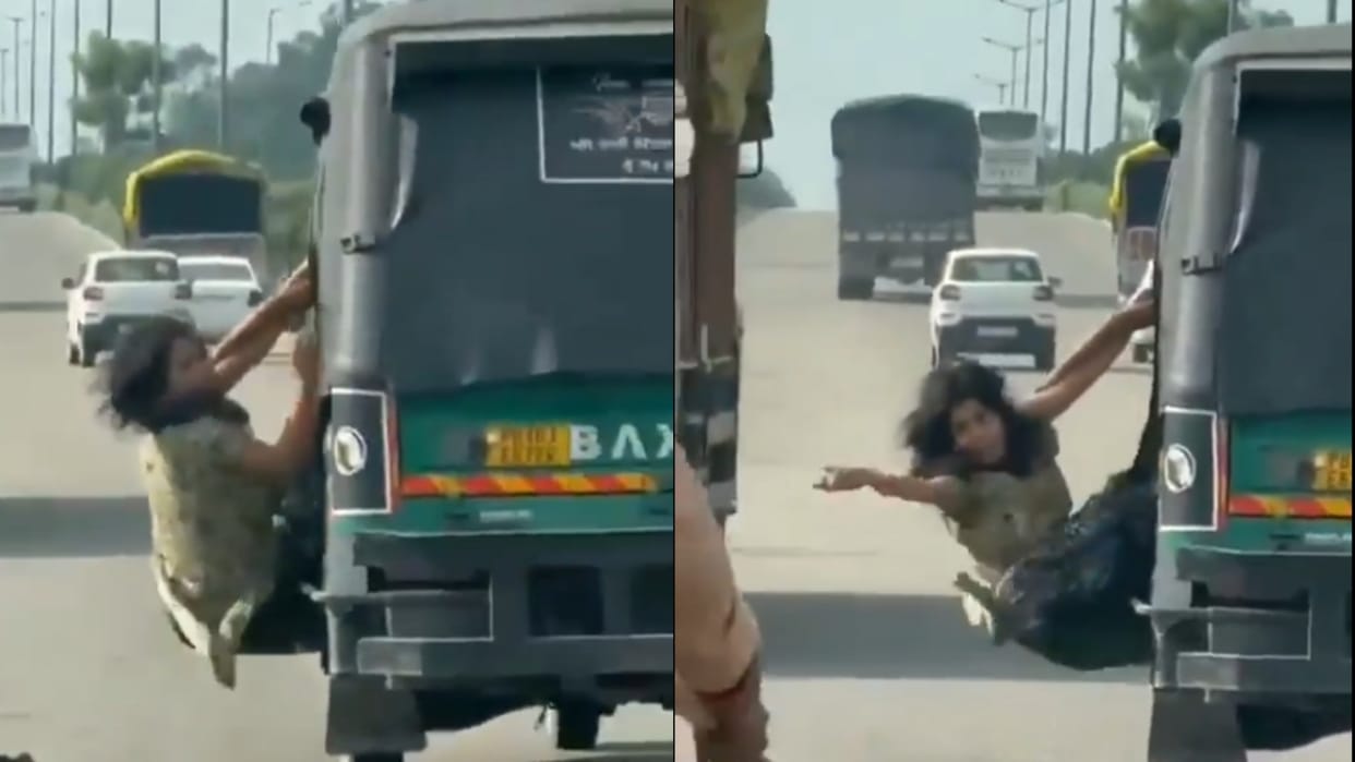 A woman was robbed in a moving auto the woman showed bravery and overturned the vehicle alone Video Viral