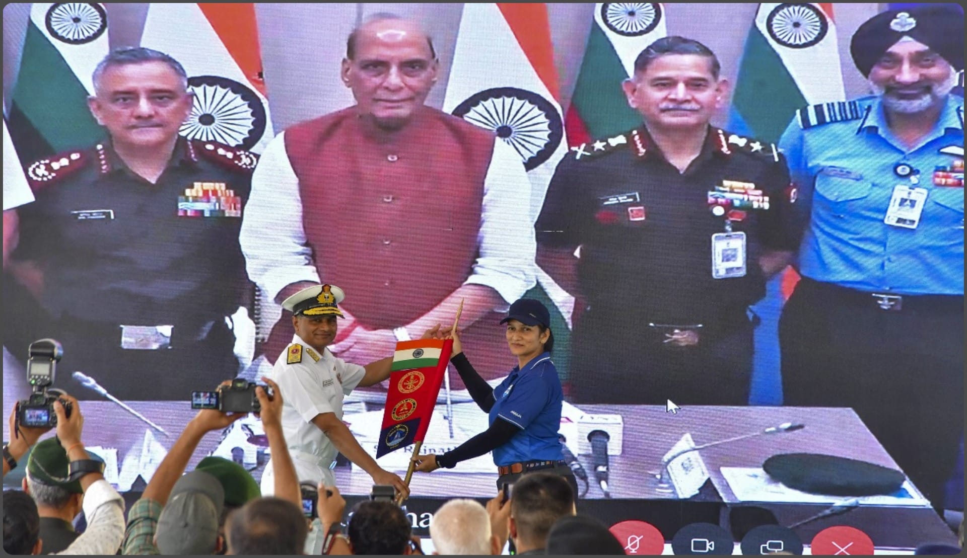 Defence Minister Rajnath Singh flags off first ever tri-services all-women circumnavigation sailing voyage