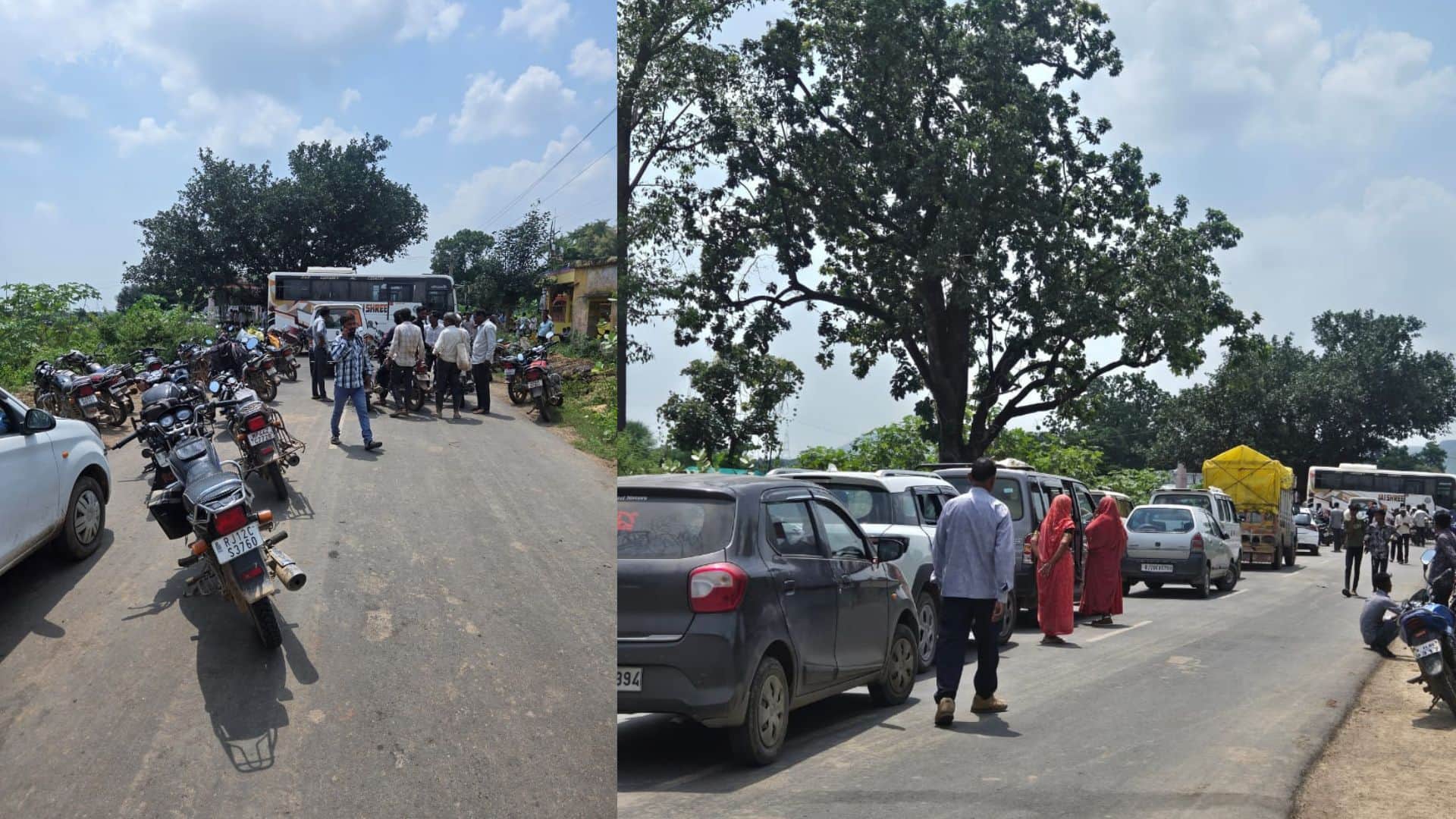 power plant bus took the life of a laborer and angry villagers set the bus on fire In Neemuch