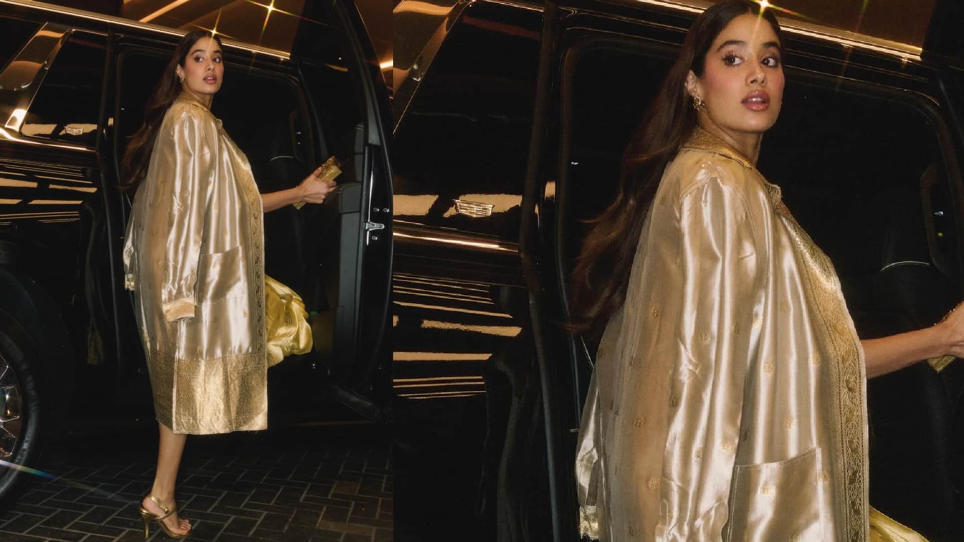 Janhvi Kapoor latest prada saree look without blouse see photos