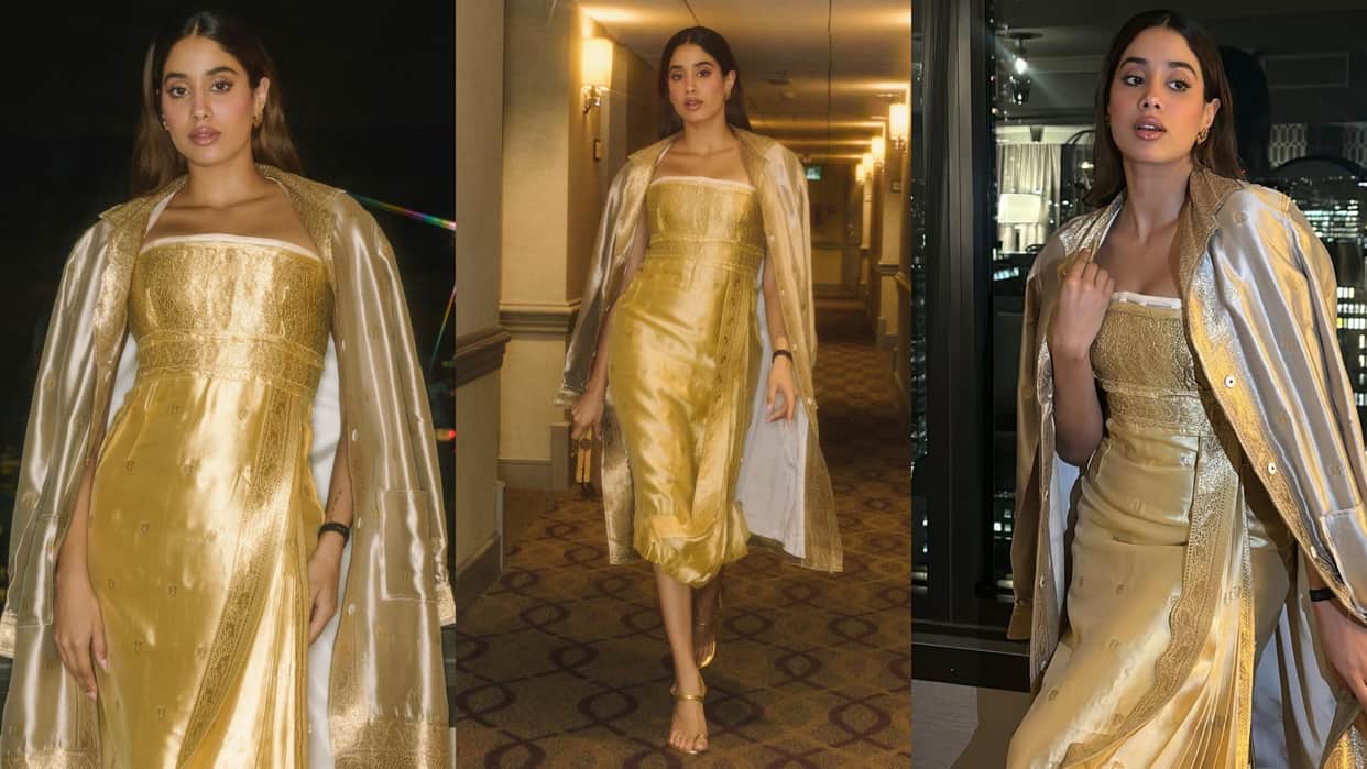Janhvi Kapoor latest prada saree look without blouse see photos
