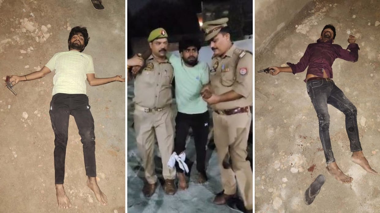 Varanasi Encounter Two robbers arrested were running away after firing at police shot in leg injured