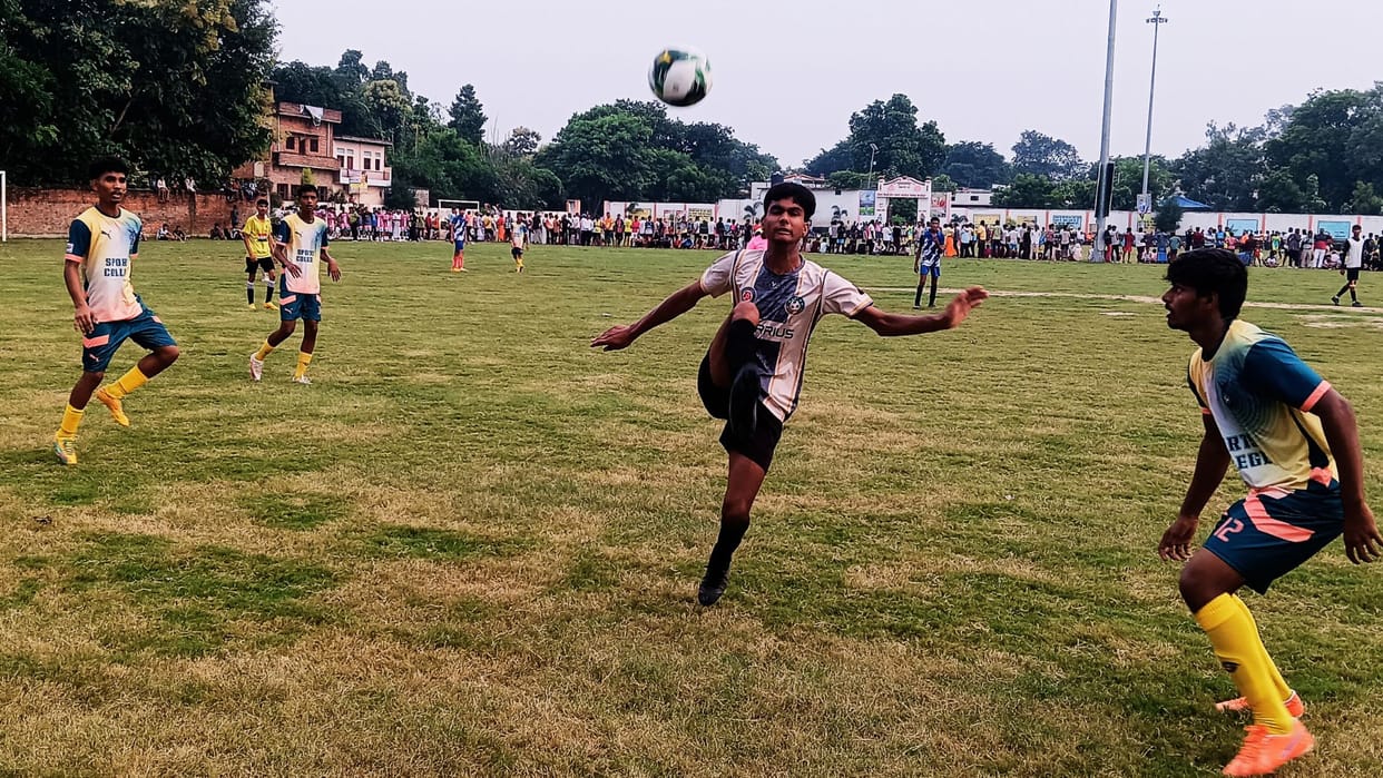 Football Sports College Lucknow Varanasi and Saifai won matches showed strength in state level competition