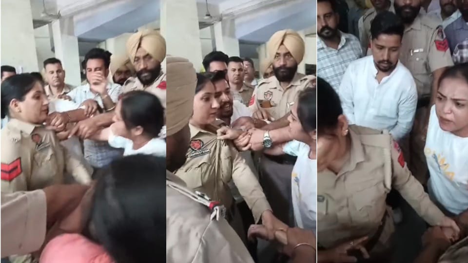 Woman assaults lady constable in Amritsar court police arrested her see video