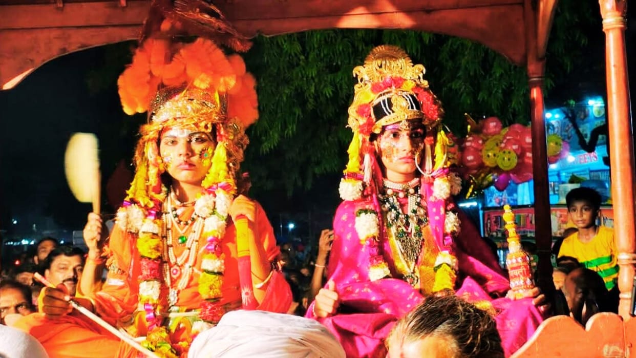 Ramlila of Ramnagar Baraat departs from Janakpur Jai Siyaram resounds Parichan and Shayan tableau mesmerized