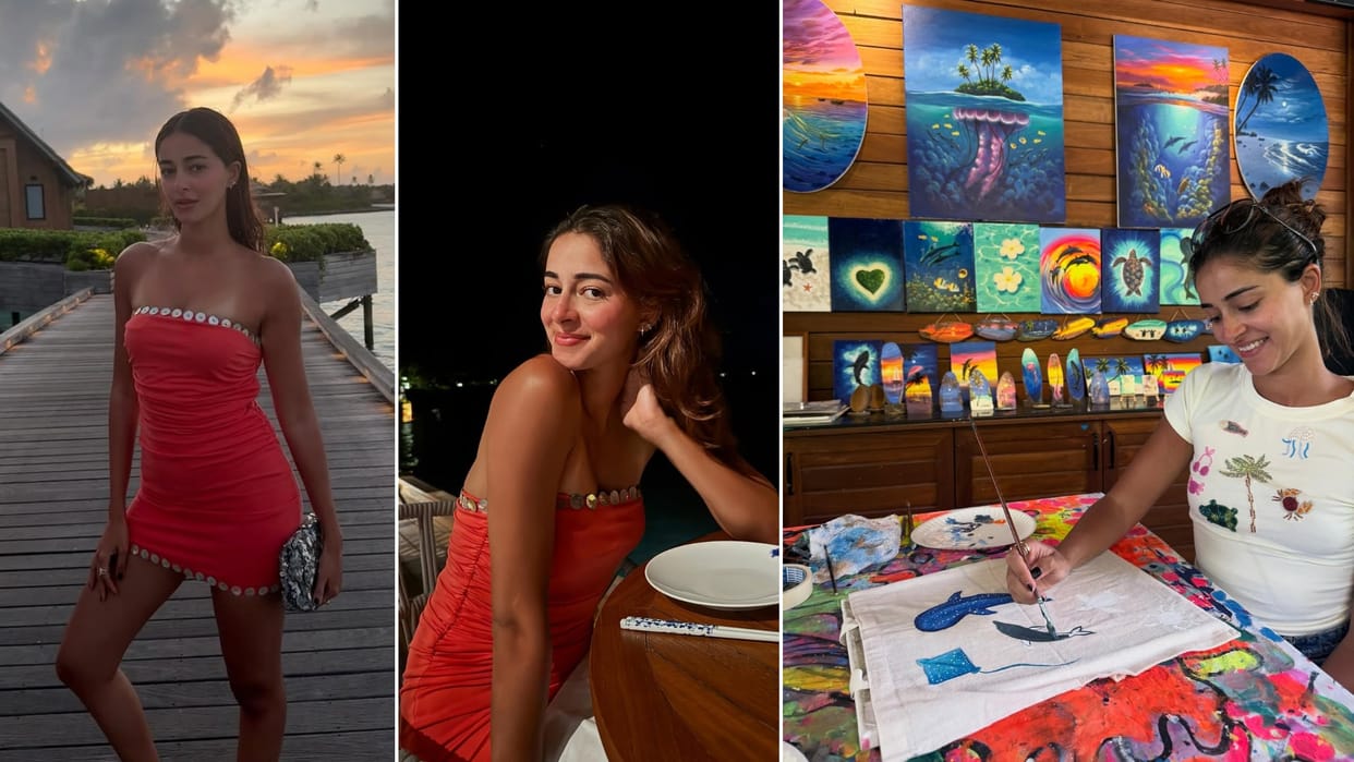tu meri main tera main tera tu meri ananya panday shares maldives vacation photos and reveals her painting