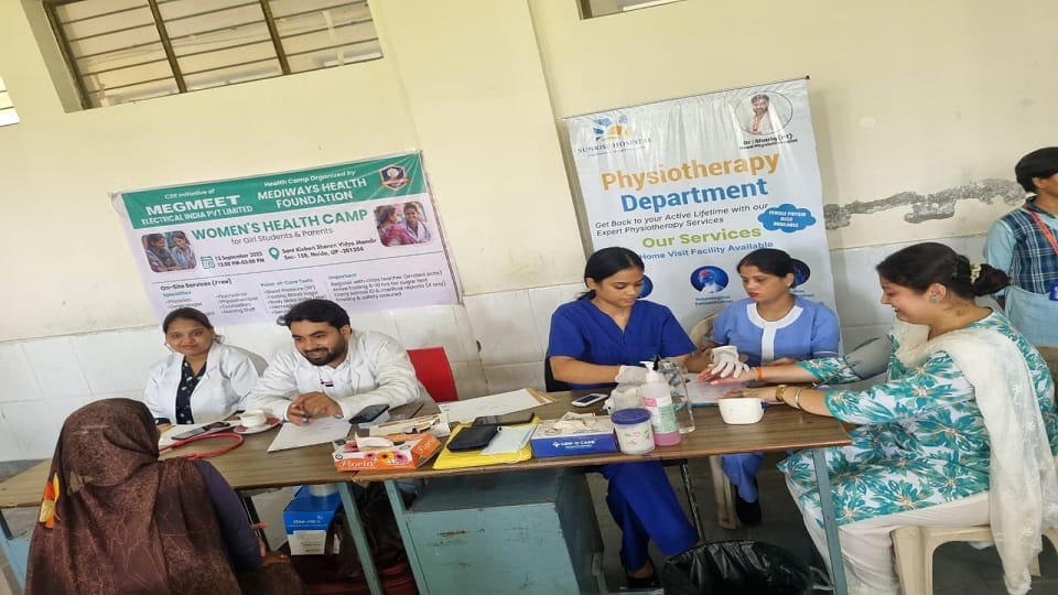 Health camp for women at Sant Kishori Saran Vidya Mandir Mediways Health Foundation supported in Noida