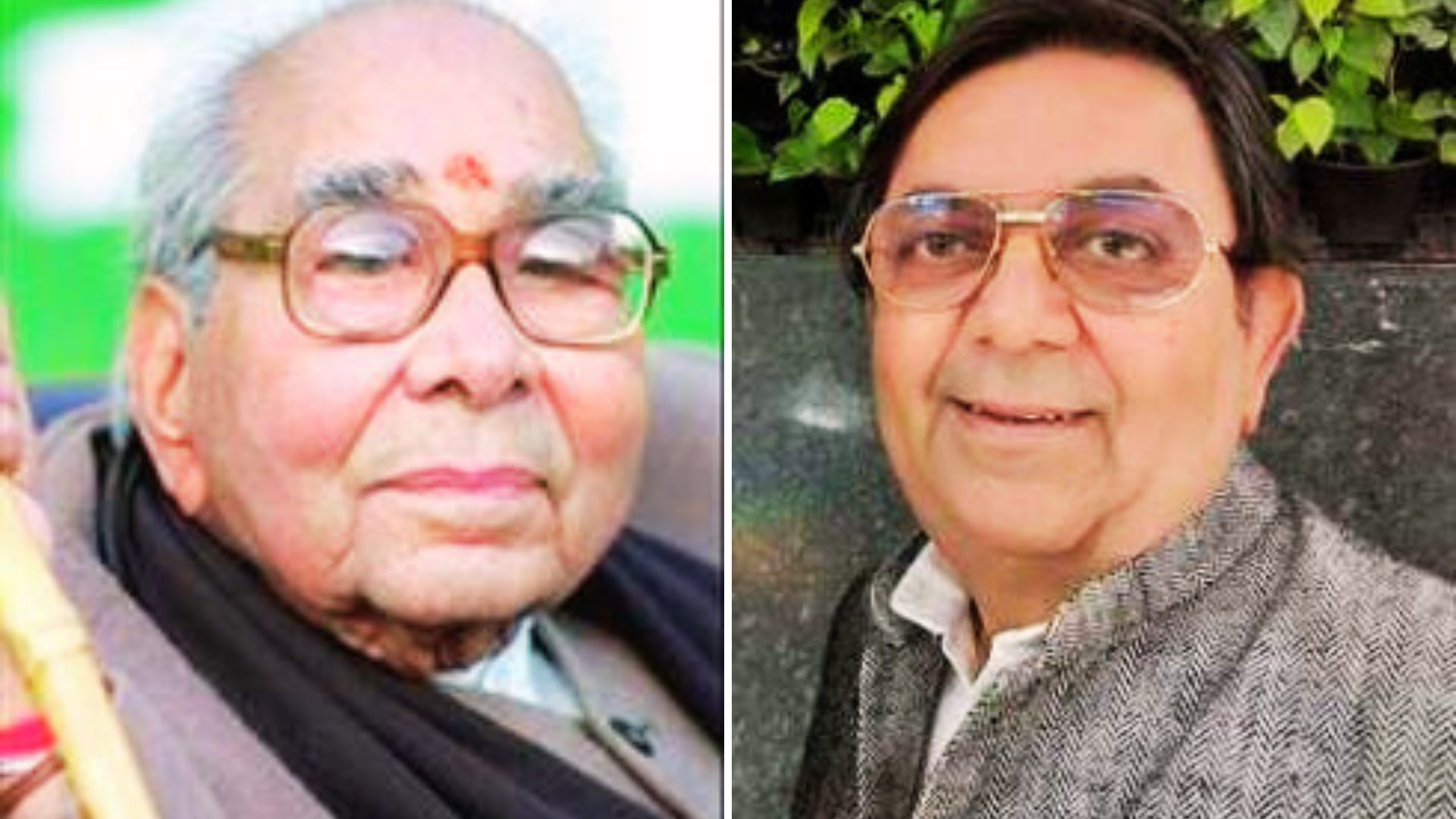पंडित कमलापति त्रिपाठी और उनके पाैत्र राजेश पति।