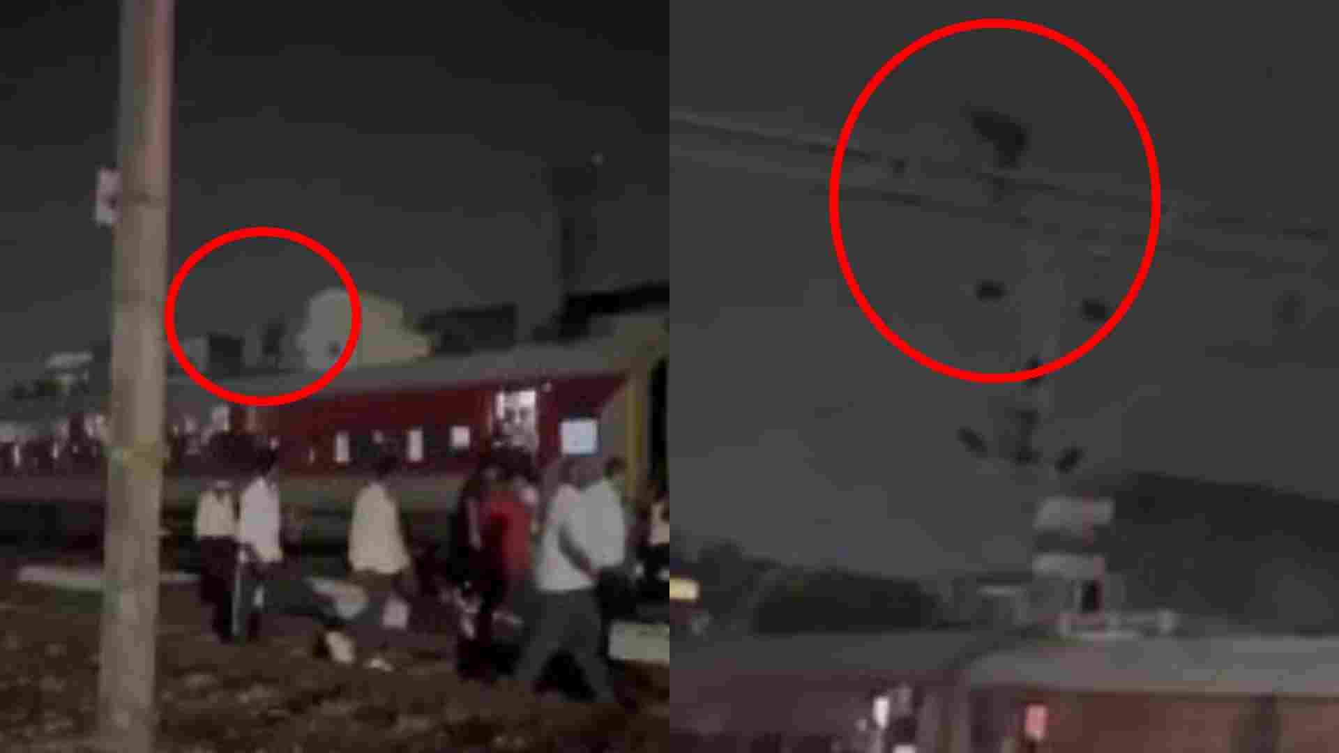 ट्रेन में चढ़ा युवक।