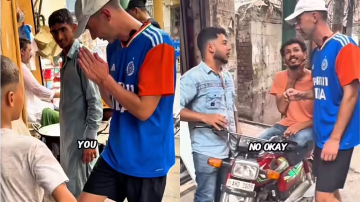 Foreigner went to Pakistan wearing India jersey people reacted in such a way Video goes Viral on Internet