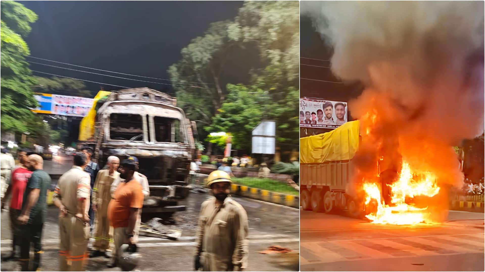 Indore News truck accident Airport Road video and photo gallery