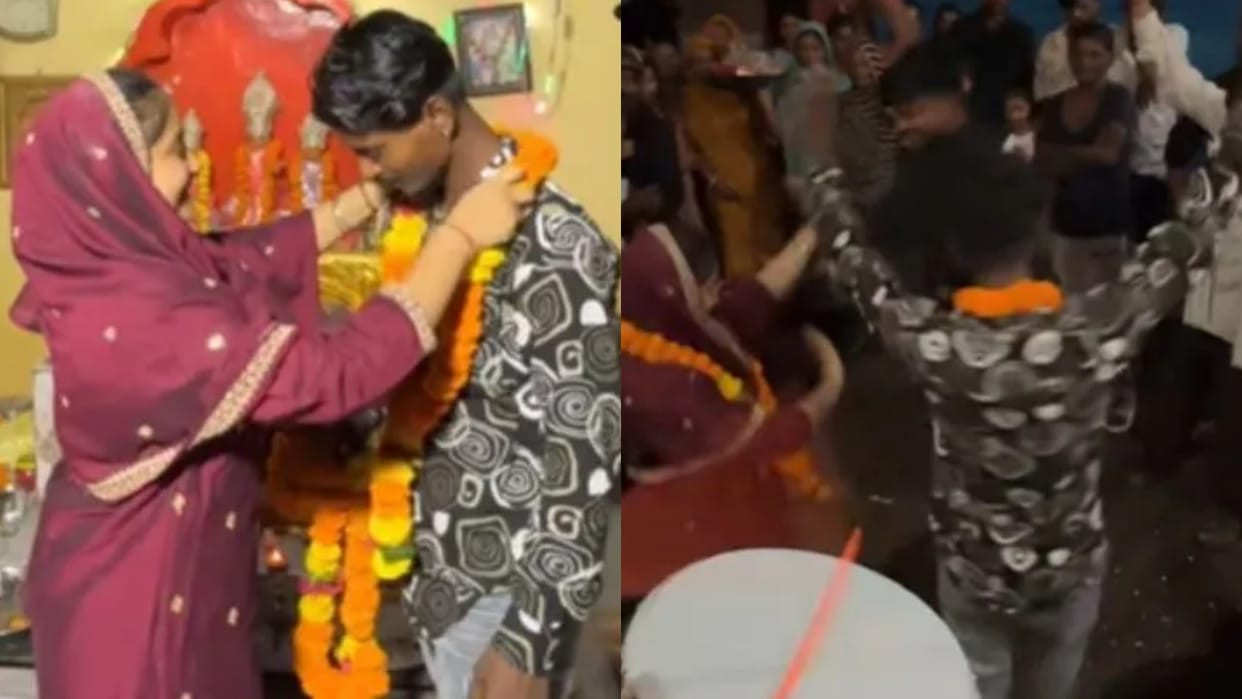 You would not have seen such a unique wedding police also joined the band and procession Video Viral