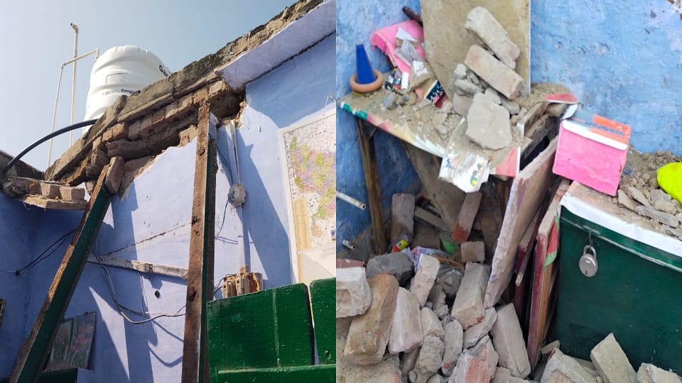roof collapsed before school opened causing chaos