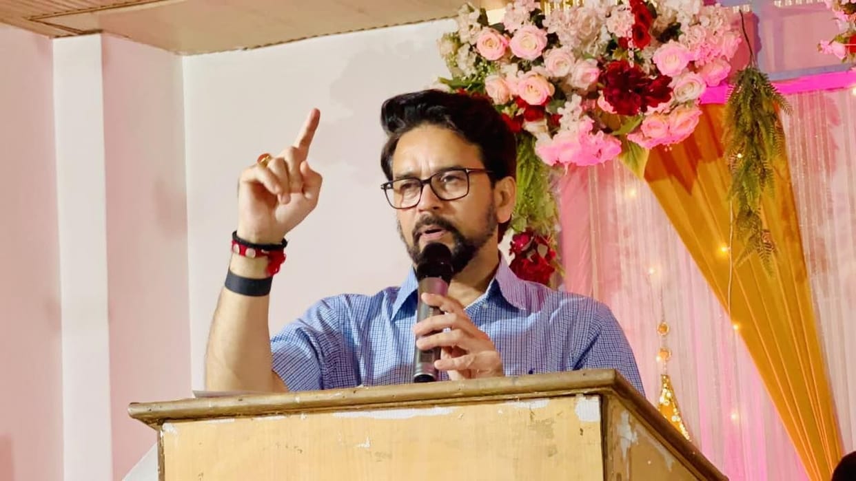 MP Anurag Thakur said Every time Rahul Gandhi becomes like Congress party he becomes helpless