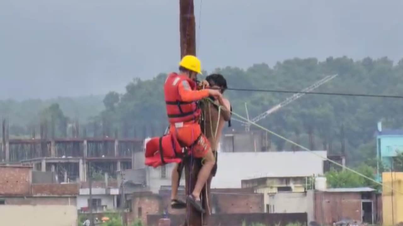 Uttarakhand Dehradun Cloudburst Sahastradhara Flood Heavy Rain People climbed the pillars in fear