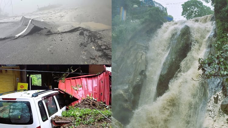 मूसलाधार बारिश से मसूरी बेहाल: सड़कें धंसीं... घर, होटल-रेस्टोरेंट तबाह, दून मार्ग पर भूस्खलन से पर्यटक फंसे