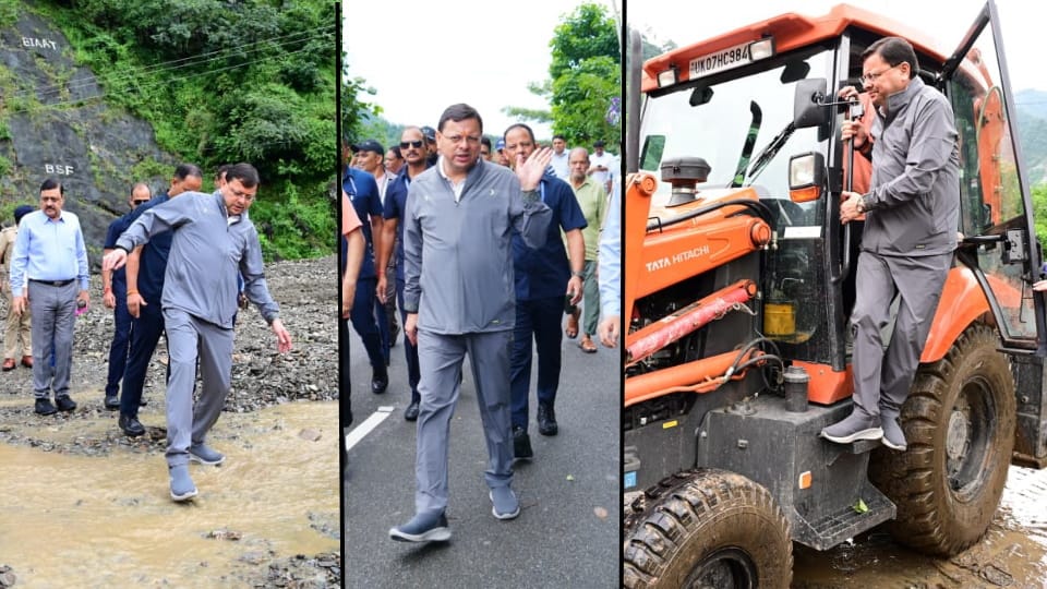 Dehradun Cloudburst CM Dhami On Ground Zero in disaster affected area on his birthday Photos