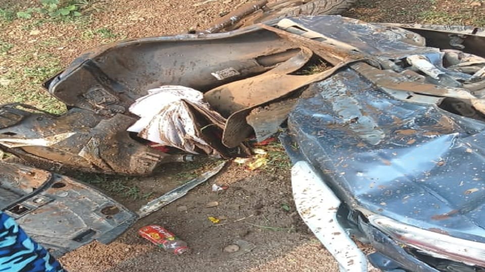 Naib Tehsildar high speed car hits father and son riding a scooter in Janjgir Champa