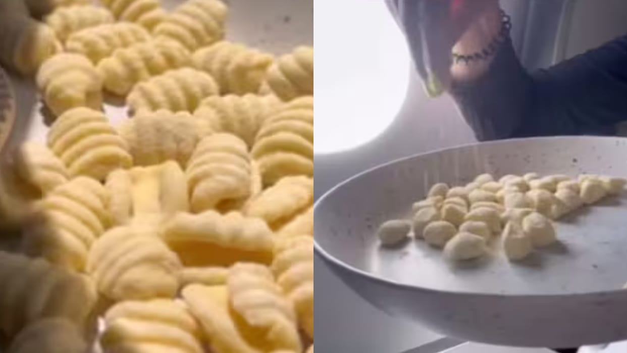 A woman sitting at an altitude of 30 Thousand feet made pasta on the flight itself Video goes Viral