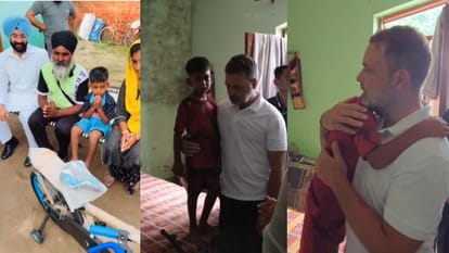 Congress leader Rahul Gandhi gifts bicycle to 8 year-old Amritpal Singh from Amritsar