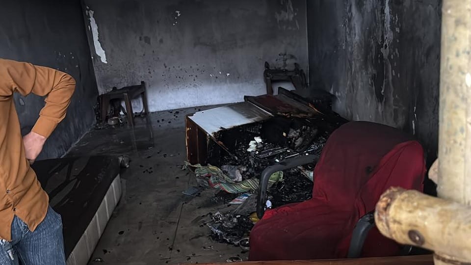 Goods worth lakhs of rupees were destroyed in a fire at a public convenience centre in Surajpur