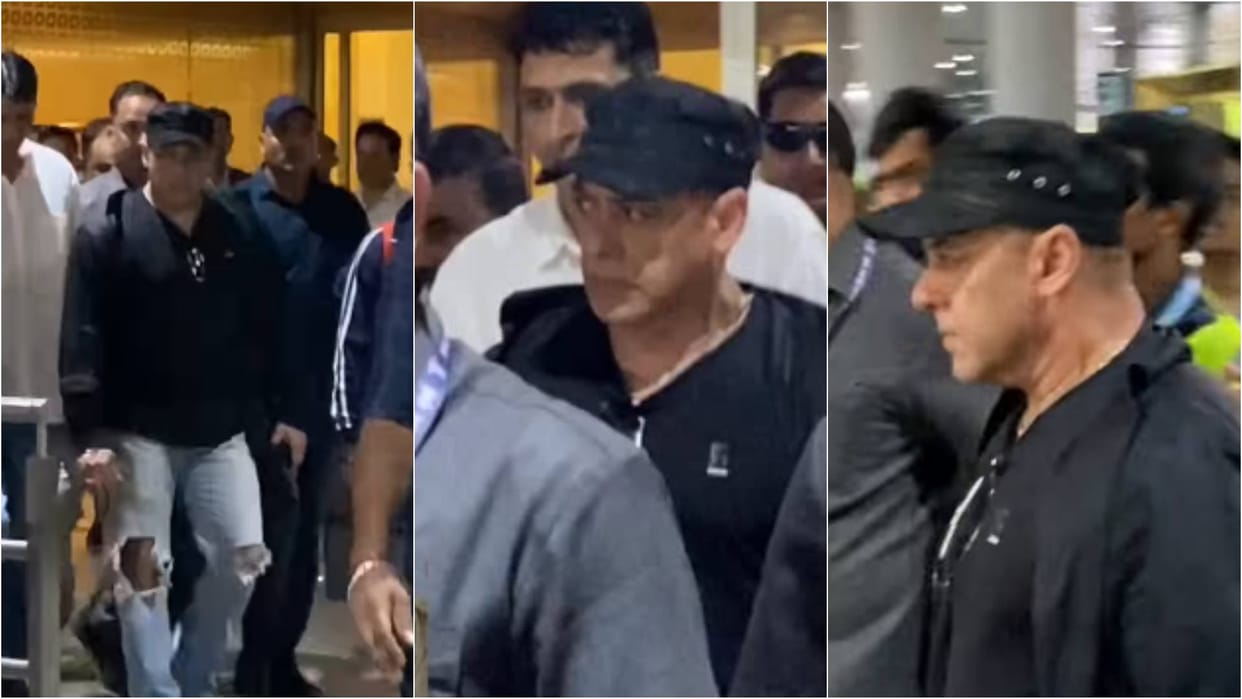 Salman Khan spotted at Mumbai airport In clean shaven look after juggling between filming Battle of Galwan