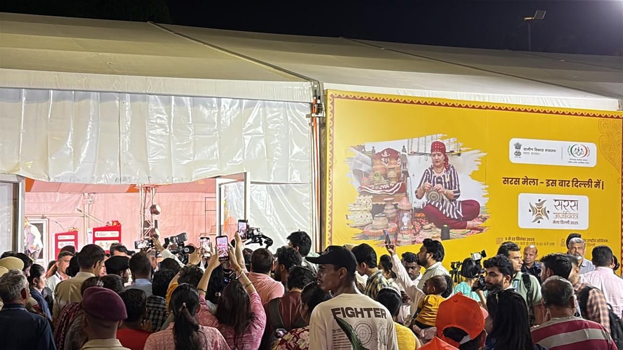 Himachal shines in Delhi picture of Solan woman on the main gate of Saras Mela