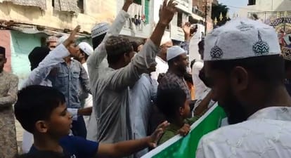 Kanpur I Love Mohammad case anger in the Muslim communit protested by taking out a procession