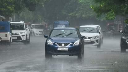 लखनऊ में हुई बारिश।