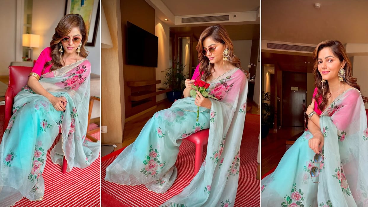 Rubina Dilaik stylish look in redefines saree glamour with her effortless style statement