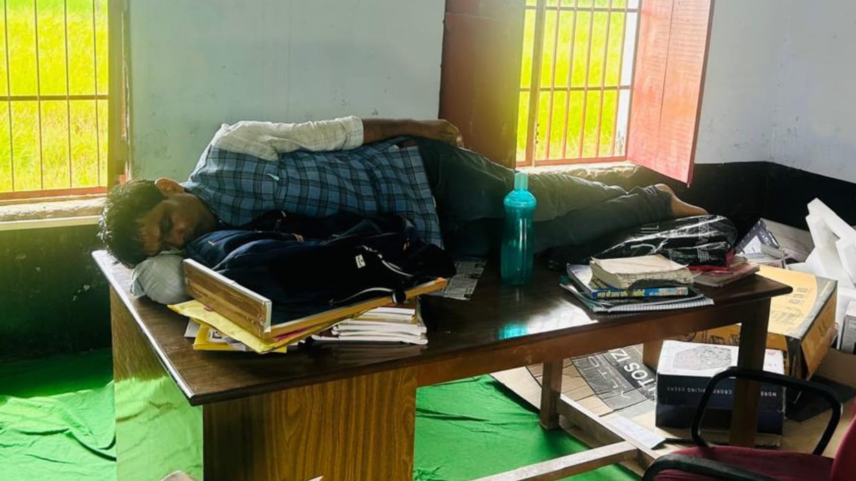 Video of teacher sleeping in staff room talking obscenely goes viral investigation begins learn about matter