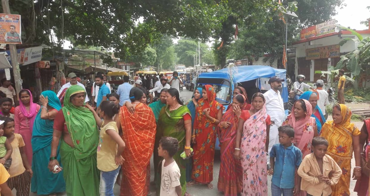 Villagers, upset over poor road conditions and waterlogging, staged a protest on the Muzaffarpur-Pusa road.