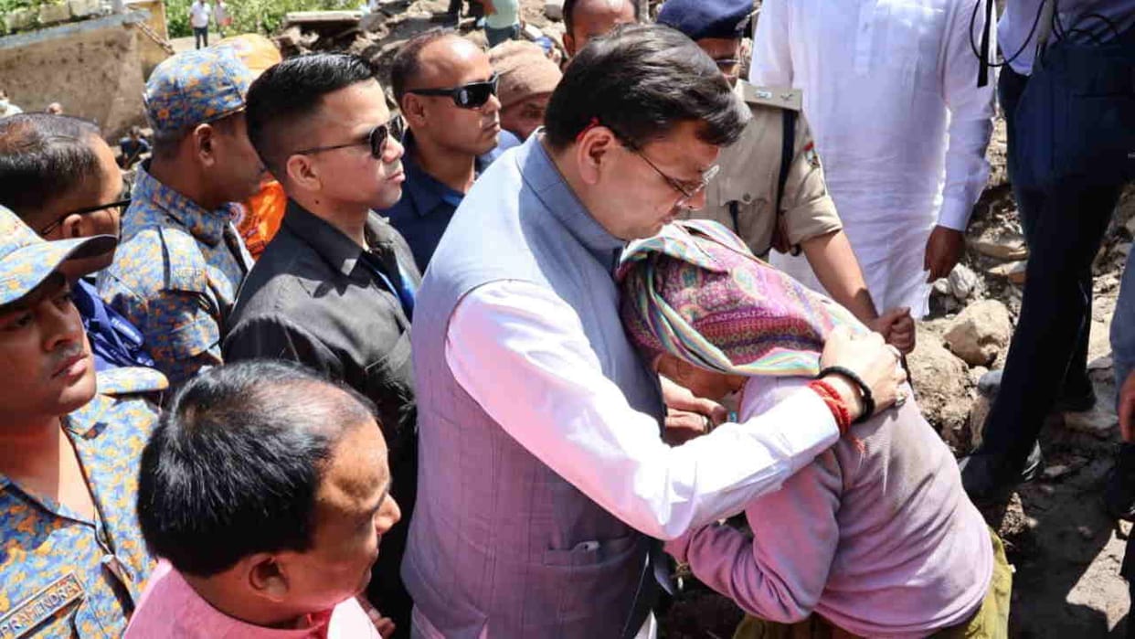 CM Dhami on Chamoli Visit on-site inspection of disaster relief and rescue operations Uttarakhand Disaster