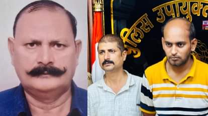 मृतक की फाइल फोटो और अरोपी बेटा व उसका साथी