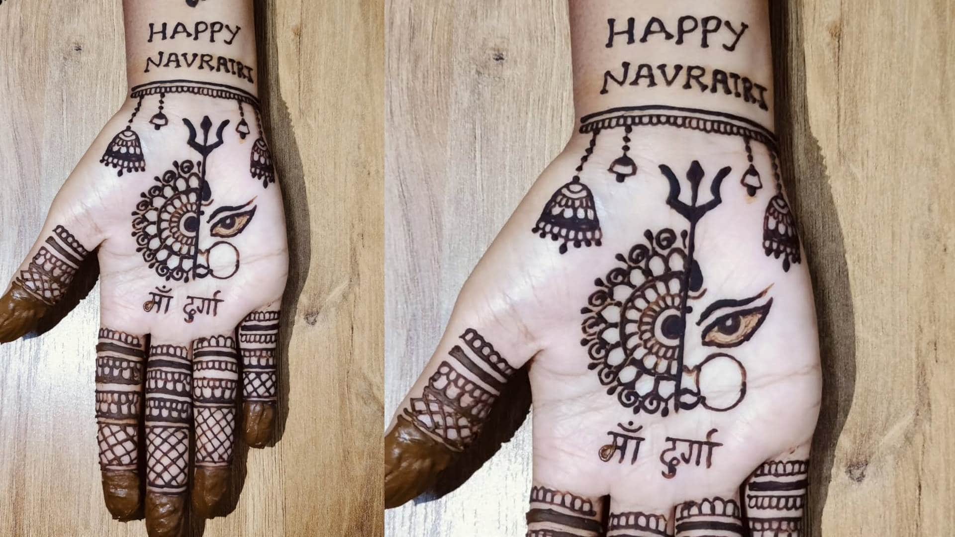 Shardiya Navratri 2025 Trendy Mehndi Design Durga Puja mehndi designs