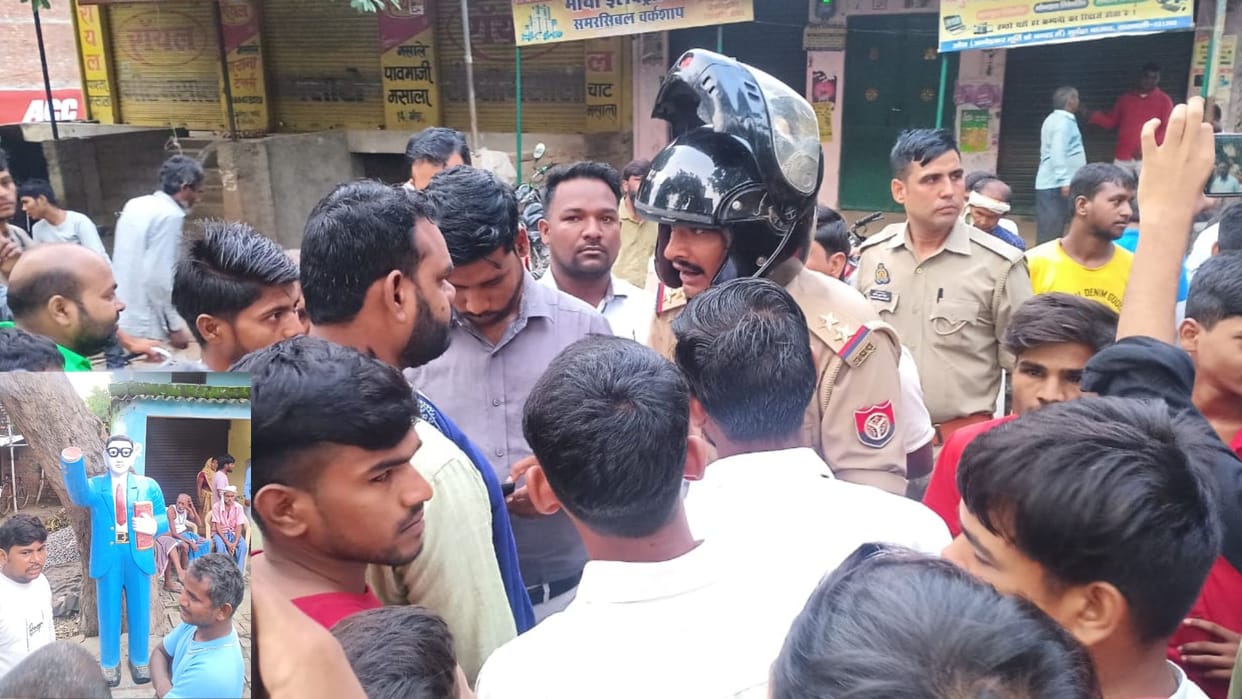 Ambedkar statue damaged in Varanasi commotion on road police pacified people FIR lodged