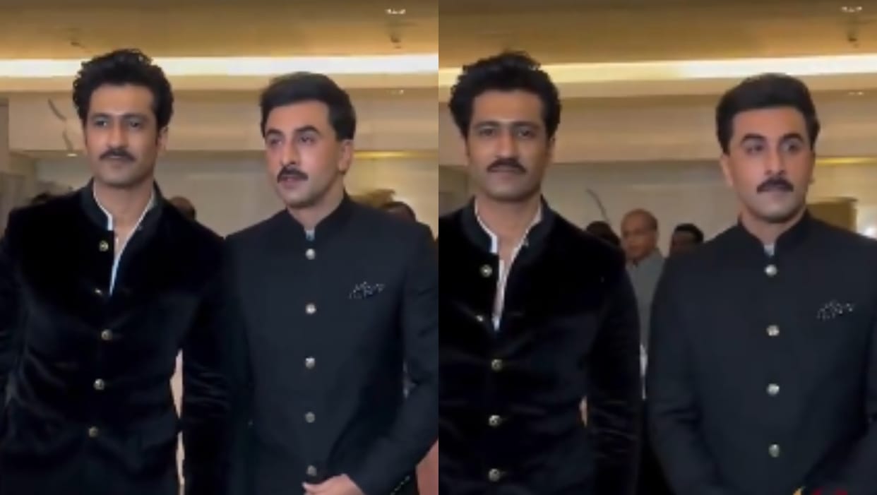 love and war duo ranbir kapoor vicky kaushal black look spotted at mera desh pehle premiere