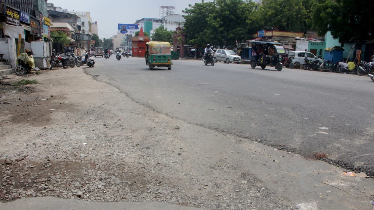 Varanasi city roads left incomplete partially constructed at three locations and only quarter-completed at two