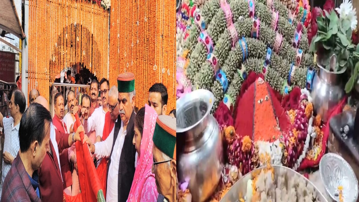 The state's Shaktipeeths are decorated, Sharadiya Navratri begins with the traditional flag ceremony in Jwalam