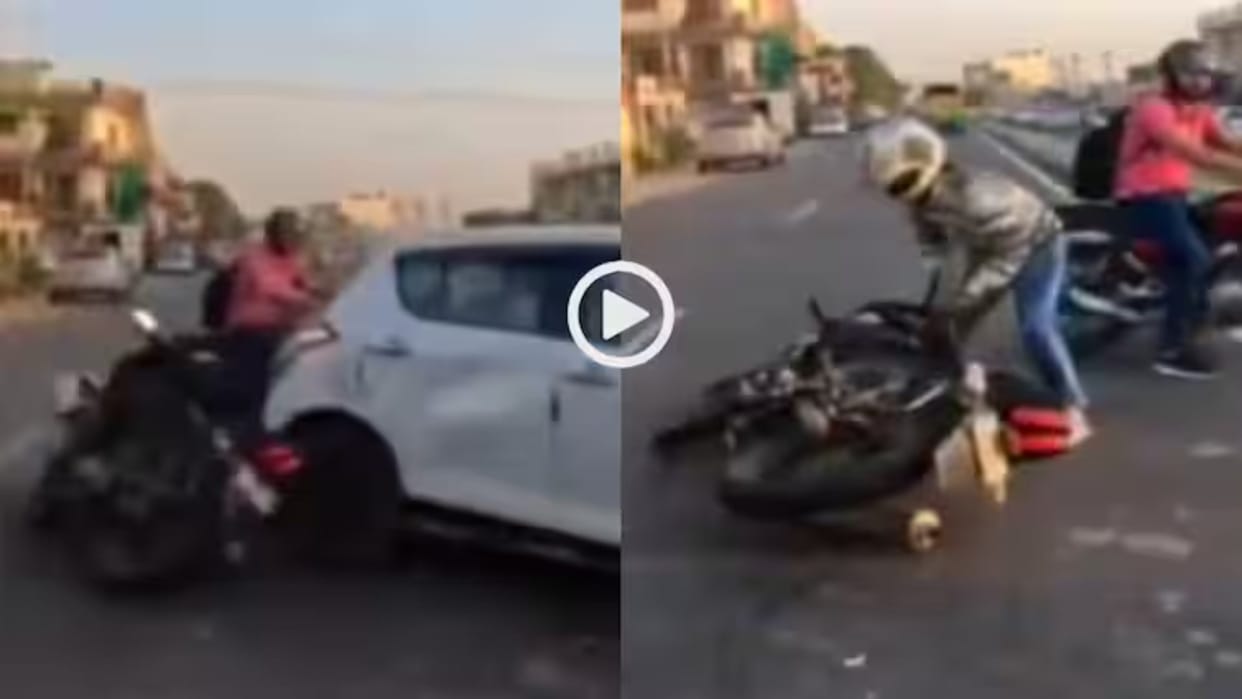 Viral Video high speed bike collided with car on road video goes viral