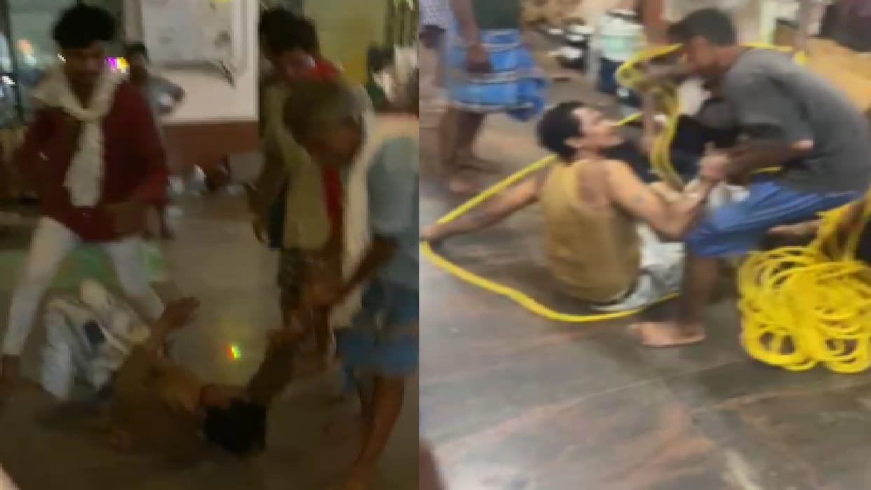 villagers tied a young man with a rope and beat him while he was eating biryani at place of worship in Bastar