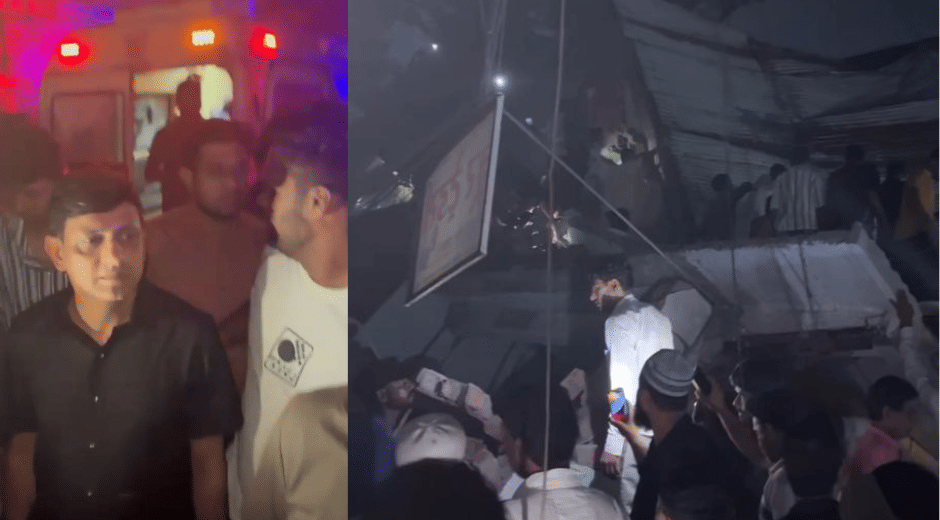 Indore News building collapse accident photo video