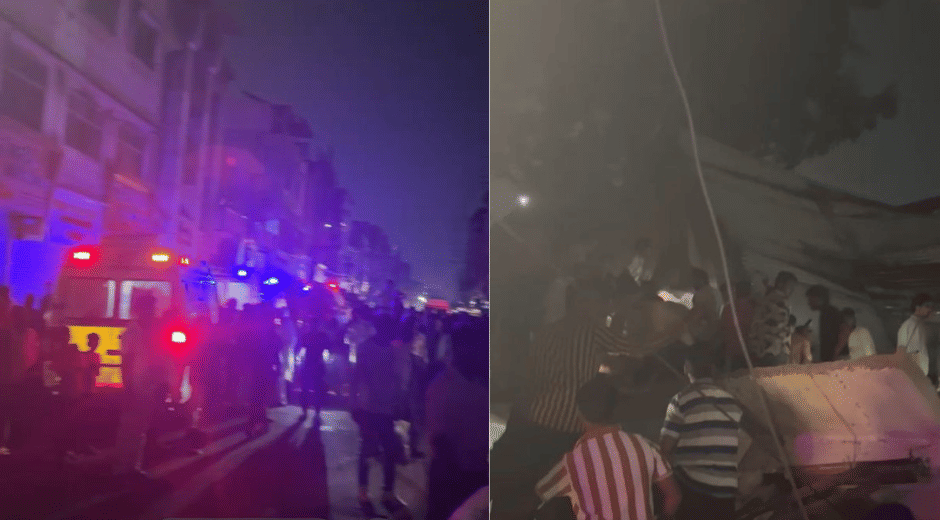 Indore News building collapse accident photo video