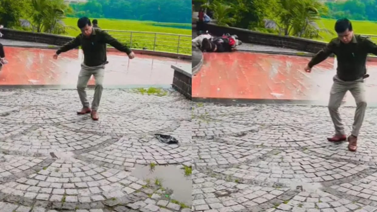 Scooty accident occurred while the man was dancing Funny video goes viral on social media