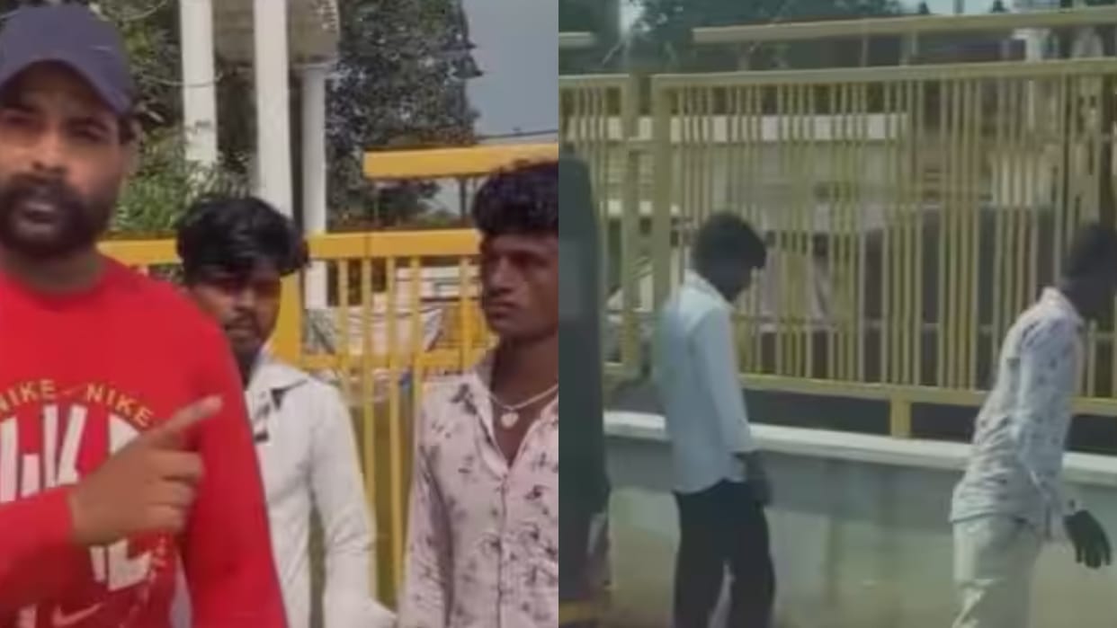 Two youths were spitting gutkha on the road then a boy got out of the car and slapped them Video goes Viral